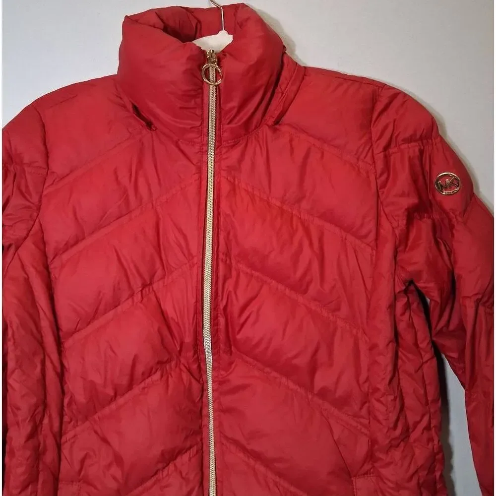 Michael kors womens small red jacket packable down filled puffer coat